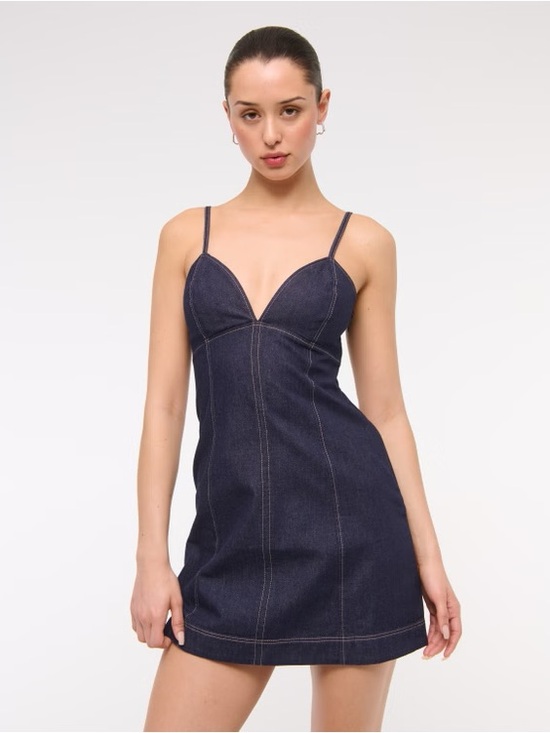 Abercrombie & Fitch Dresses & Skirts - Abercrombie & Fitch Dark Blue Denim Spaghetti-Strap Mini Dress